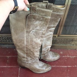 Gorgeous smooth distressed grey leather boots